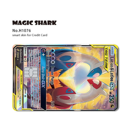 Magic Shark Mew Charizard EX Eevee Gengar Pikachu TCG Card Holographic Laser Skin Film Sticker for Bank Credit Card