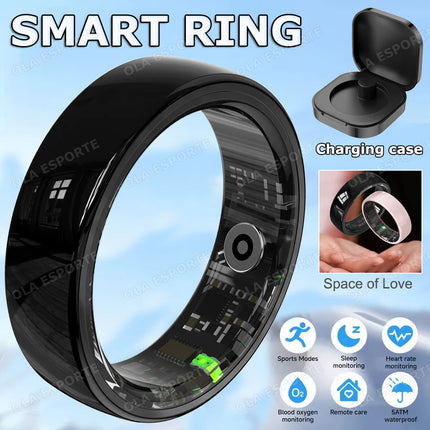 New Smart Ring With Box Heart Rate Stress Monitoring Men Womenes Smartring Gesture Control Waterproof Health Sports Rings 2025