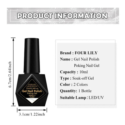 10ml Poking Nail Gel White Black Lace Nail Polish and Special Clear Base Gel 3D Painting Gel Varnish for Nail Art Decorations