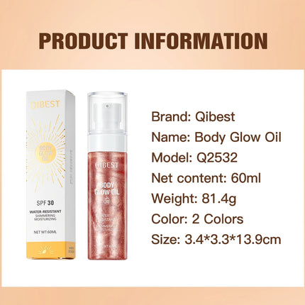 Body Shimmer Oil Liquid Highlighter Long Lasting Sequin Illuminating Moisturizing Highlight Facial Contour Brightening Makeup