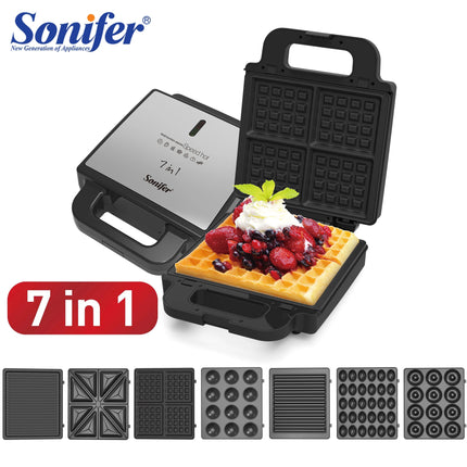 7 In 1 Waffles Maker Electric Sandwiches Machine Cooking Appliances Bread Machine Cake Breakfast Waffle Pot Baking Pan Sonifer