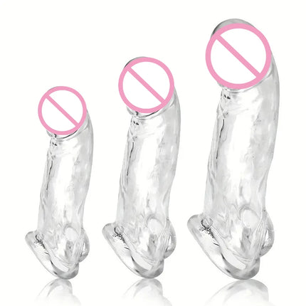 Penis Sleeve Extender Adult Sex Toy Cock Sleeve 3 Sizes Pennis Extender Penis Extension Time Sex Toy Pleasure Tools Couples