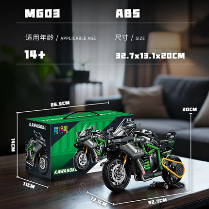 New MOC Motorcycle Building Blocks 1:8 Scale Technical Racing Motorbike Model Kit for Adults Gift