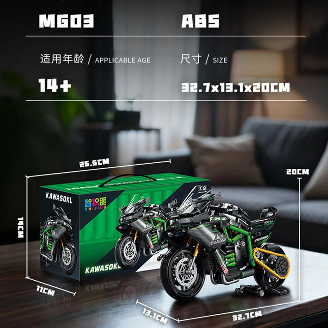 New MOC Motorcycle Building Blocks 1:8 Scale Technical Racing Motorbike Model Kit for Adults Gift