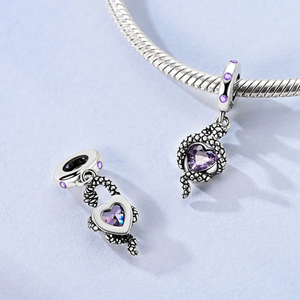 Silver 925 Charm Bead Rose Heart Pandent Butterfly Orchid Clasp Clip Fit Original Bracelet Pendnat Diy For Woman Jewelry