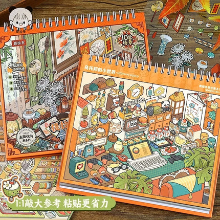 large size 10in1 3D Desktop Organizer Stickers Book Album Cartoon Scene DIY Scrapbook supplies, Korean stationery