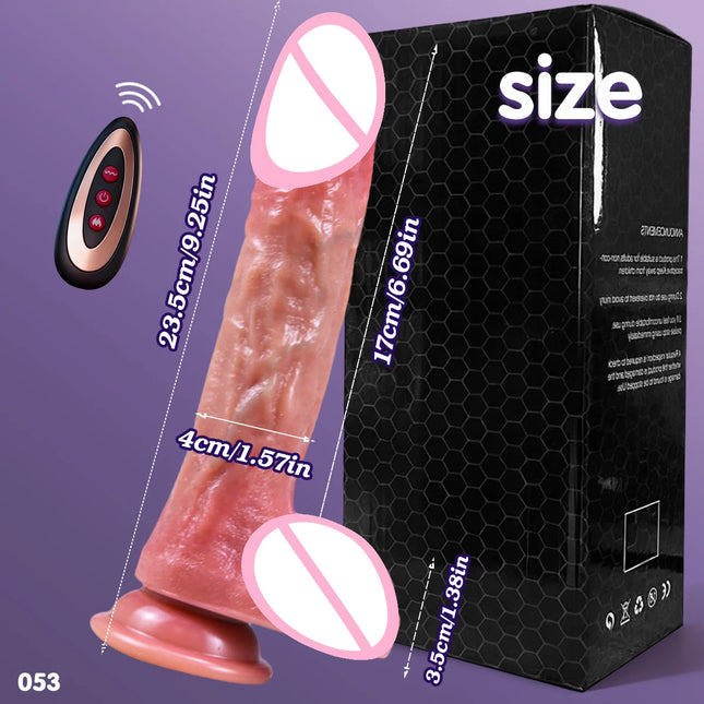 1pc 8.6-inch Thrust Realistic Dildo Vibrator with 10 Telescopic and 10 Vibration Modes with Heating, Silicone Soft Realistic Remote Control Adult Sex Toy for G-spot Vibration Stimulation with Powerful Suction Cup