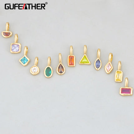 GUFEATHER,6pcs/lot,MH24,jewelry accessories,18k gold rhodium plated,copper,zircons,hand made,charms,diy pendants,jewelry making