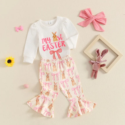 My First Easter Baby Girl Outfit Easter Bunny Shirt Romper Bell Bottoms Pants Newborn Easter Clothes