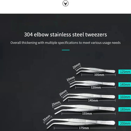 Stainless Multifuctional Steel Elbow Tweezers Aquarium Clip Long Tongs Medical Tweezers Forceps Pet Feeding Tools Non-slip