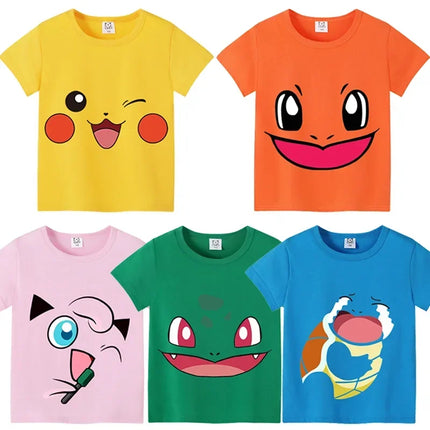 Pokemon Child T-shirt Fashion Clothes Pikachu Print T-Shirts Boutique Kids Clothing Boys Charmander Summer Tops Birthday Gift