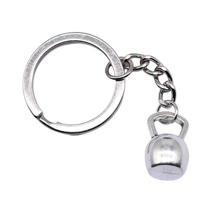DIY Metal Keychain Holder Antique Silver Color 18x11x11mm Kettle Bell Pendant Keyring Souvenirs Gift