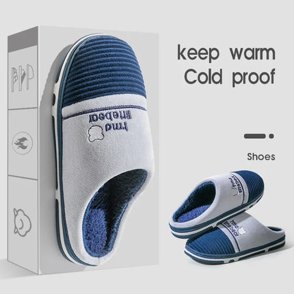 New autumn and winter fur slippers for women, thick soled and plush warm indoor home, non slip cotton slippers