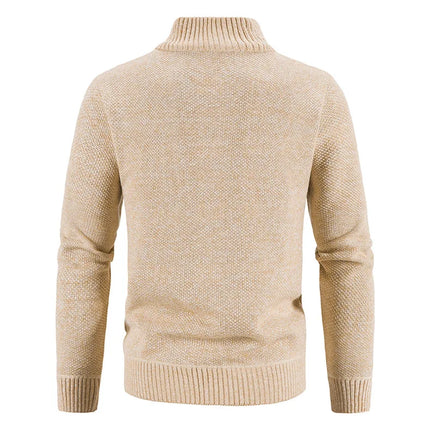 Men's Thickened Woolen Cardigan Coat Zipper Collar Knitted Sweater Autumn Winter New Style Fashion Urban Youth Casual Knitwear
