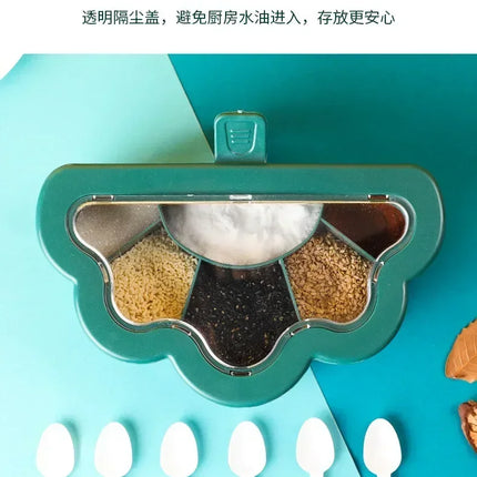 Kitchen Combination Integrated Seasoning Box Creative Multi-grid Salt Jar Seasoning Jar Plastic Household Seasoning Box