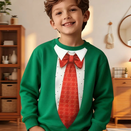 Funny Boys Sweatshirt Christmas Suit Tie 3D Print Autumn Long Sleeve Hoodies Pullover Boys Clothes Holiday Children's Clothing
