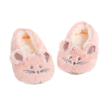 Winter Warm Slipper Women Home Fuzzy Fur Contton Plush Non Slip Grip Indoor Fluffy Lazy Female Mouse Ears Embroidery Floor Shoe