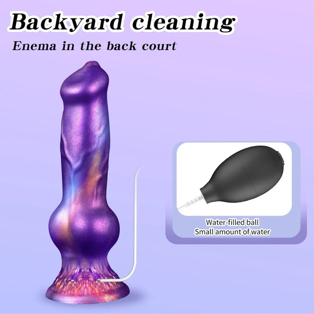 Realistic Dog Penis Squirting Dildo Anal Plug Knot Suction Cup Enema Ball Waterproof Silicone Fantasy Adult Toy for Men and Wome