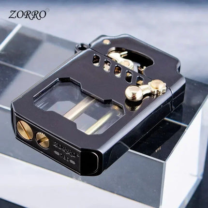 2026 Zorro Fuel Lighter New Creative Metal Windproof Cigarette Lighter Transparent Super Large Capacity High-end Men's Gift