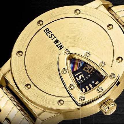BESTWIN Luxury Brand Trend Cool Men's Wrist Watch Stainless Steel Technology Fashion Quartz Watch For Men Relogio Masculino 2023