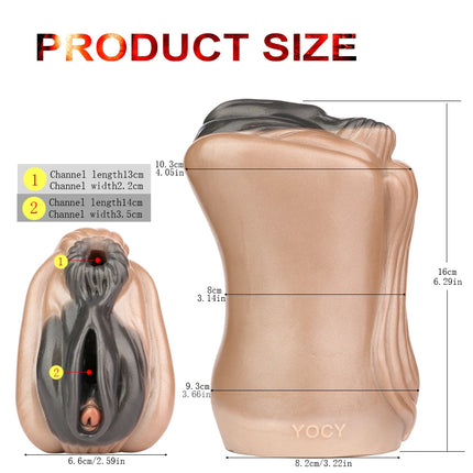 SHAZ Realistic Horse Vagina&Anal Two Channel Stroker, Skin-Friendly Silicone Onahole, Penis Training Stimulator, Sex Toy for Men