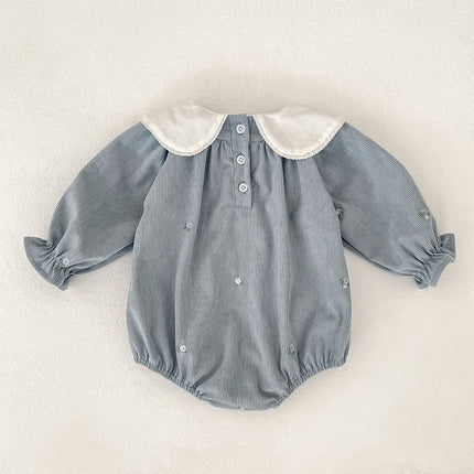 2025 New Toddler Baby Girls Romper Spring Children Clothes Ruffled Long Sleeved Cotton Baby Clothing Flower Baby Girls Jumpsuit
