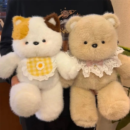 Kawaii Running Bear Plush Toys 40cm Stuffed Stuffed Animal with Bib Cartoon Rabbit Running Animal Gifts
