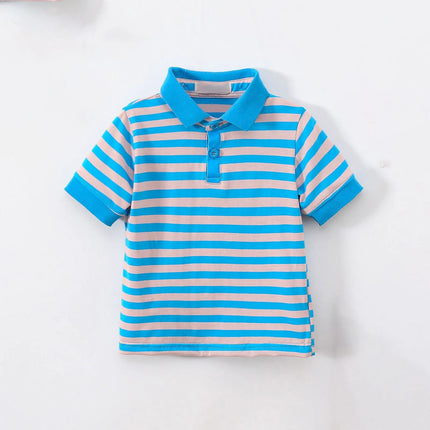 Summer boys striped polo shirt lapel short-sleeved T-shirt top boys and toddler cute Tee Polo Shirts Kids Clothing 1-9Y