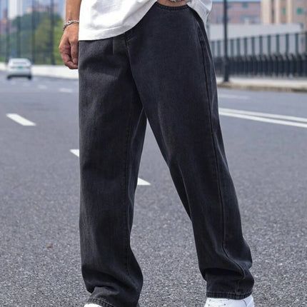 2025 New Men's Casual Long Jeans, Classic Men's Straight-Leg Jeans & Wide-Leg Jeans, Solid Color