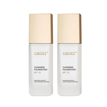 GROEI Changing Foundation SPF 15 - 30ml Adaptive Color Makeup, Auto-Match Your Skin Tone, Lightweight Cover Blemishes & Redness