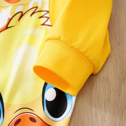 Baby Boys Girls Cartoon Yellow Duck Autumn Long Sleeve Onesie Romper Jumpsuit Infant Toddler Newborn 0-18 Months Warm Soft Cozy