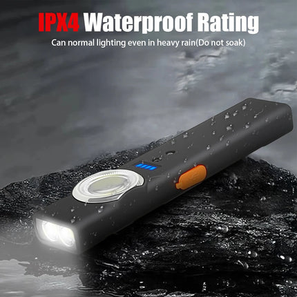 Portable RechargeableLED COB Dual Light Source Handheld Flashlights With 6 Lighting Modes/Magnet Mini Clip Flood Work Light