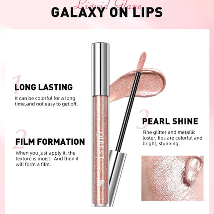 Diamond Glitter Liquid Lipstick Waterproof Long Lasting Pearl Shiny Lip Gloss Metal Charming Lip Glaze Tint Makeup For Women