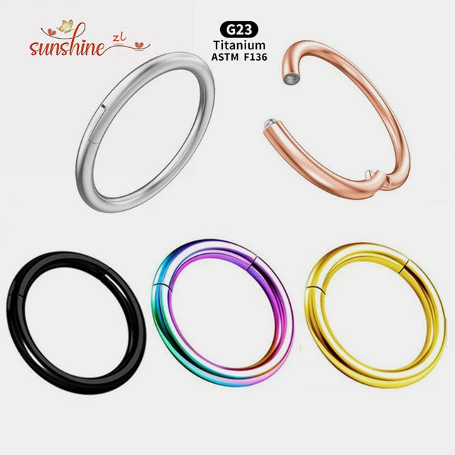 5PCS G23 Titanium Nose Piercing Implant Grade 12G 14G 16G 18G 20G Clicker Diaphragm Tragus Piercing Sexy Body Jewelry Wholesale