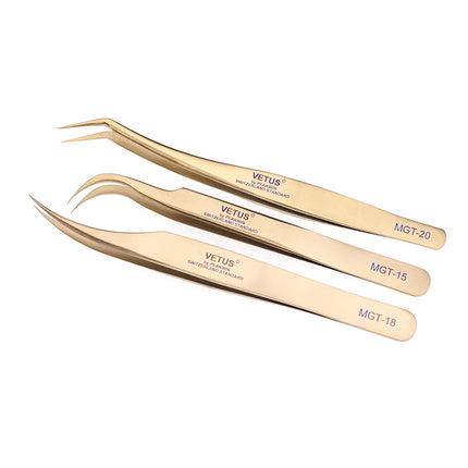 VETUS Original New MGT Series Eyelash Tweezers Anti-slip Handle Fish Scale Texture Precision Super Fine Fiber Tip Tweezers