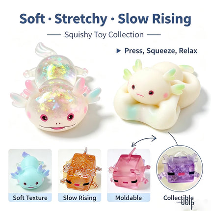 Axolotl Maltose Squishy Toy Axolotl Squeeze Soft Squishy Stretchable Colorful Creative Viral Stress Relief Tool Anxiety Relief