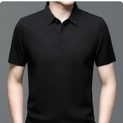 Brand Clothes Summer New Men's Short Sleeve T-shirt Ice Silk Cool and Breathable POLO Shirt Business Casual Sweat-absorbing Top