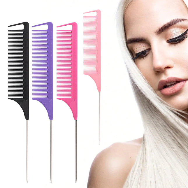 Sharp tail comb set, professional anti-static hair dye comb, hair cutting steel needle comb,special for real hair wigs