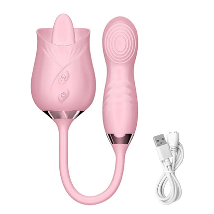 Powerful Licking Vibrator for Women Clitoral Nipple Stimulator Thrusting Dildo 2 in 1 Sex Toy for Women Adult Sex Products