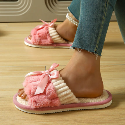 Cotton Plush Slippers for Women Flat Bottom Non-slip Comfortable Slides Fashion Winter Autumn Warm Light Female House Shoes