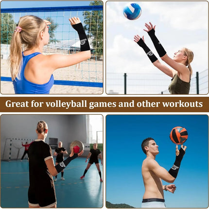 1Pair Sports Volleyball Arm Sleeves for Girls Passing Forearm Sleeves with Protection Pads and Thumbhole for Youth