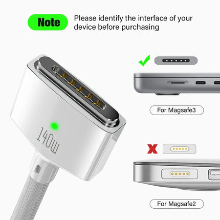 PD 140W Type-C To Magsafe 3 Fast Charge Cable for MacBook Pro 2023(M2,14/16‘’),MacBook Air 2022(M2),MacBook Pro 2021(M1,14/16‘’)
