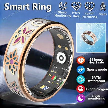 2026 Color Enamels Fashion Women Smart Ring Female Stainless Steel Intelligent Finger Ring Lady IP68 Waterproof Fitness Tracker