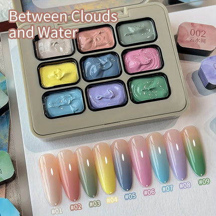 MORDDA 9 Colors Patting Glue Smudge Canned High Saturation Popular Semi-Solid Nail Polish Glue Women's Salon Manicure DIY