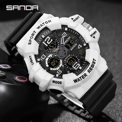 SANDA LED Digital Men Watch G Style Military Sports Electronic Double Display Date waterproof Quartz Watch Relogio Masculino