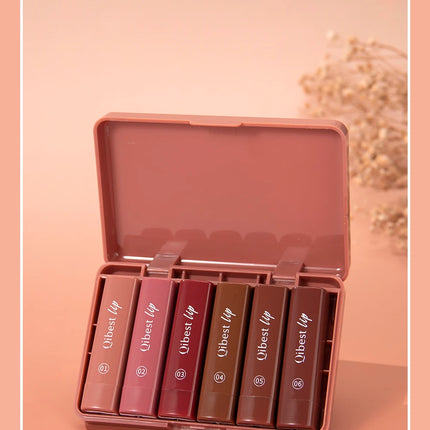 QIBEST Tapered Gradient Lip Liner Makeup Sets Matte Nude Brown Red Lipstick Waterproof Contouring Lipliner Lasting Makeup Kits