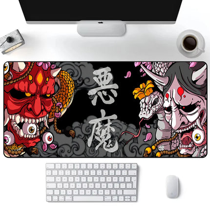 Game mouse pad Japanese samurai devil mousepad black ghost face gamer desk mat mouse pad carpet gaming accessories table pad