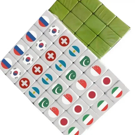 Hot Tiktok 64 Blocks Seaside Escape Mahjong With Flag Pattern Two Players Party Game Funny Parent Child Toy For Kids Gift