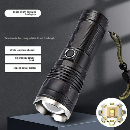 New model LED adjustable focus flashlight, USB rechargeable, aluminum alloy, high-intensity, outdoor camping self-defense flashl