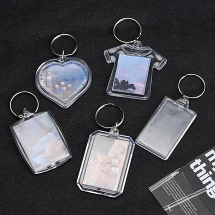 1/20Pcs Blank Acrylic Picture Keychain DIY Clear Insert Photo Split Key Ring Frame Key Chains Couple Anniversary Graduation Gift